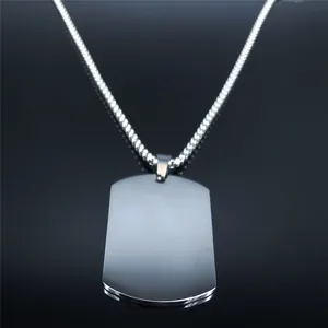 Collier plaque d'identité polie en acier inoxydable avec chaîne à billes pour fille