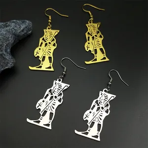 Ancient Egyptian Pharaoh hollowed earrings in gold and silver finish for men and women