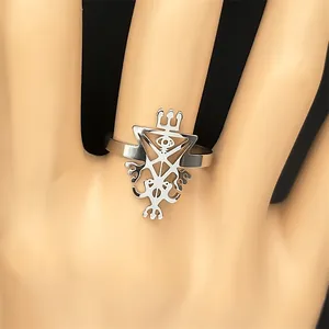 Gothic stainless steel ring featuring a cutout Lilith symbol and star design