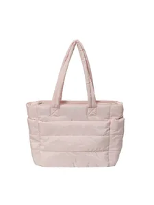 Women Large Capacity Puffer Tote Bag Nylon Quilted Lightweight Handbag For Gym Travel Daily Commuter Fashion Shoulder Bag