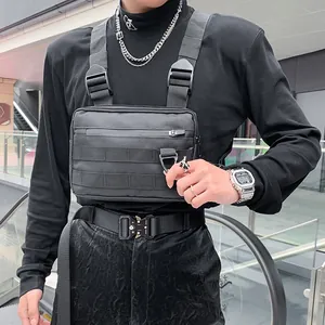 Streetwear Tactical Chest Rig Bag Canvas Nylon Techwear Verstellbar MOLLE Weste Tasche Camouflage Graffiti Kleine Umhängetasche