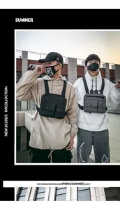 Détails du sac de poitrine tactique avec deux poches et sangles réglables de style techwear