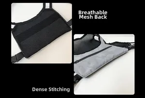 Detail of the tactical chest bag showing breathable back mesh and meticulous stitching