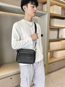 Herren Casual PU Leder Umhängetasche Wasserdichte Business Schultertasche Mit Verstellbarem Gurt Mehrschichtige Lagerung