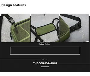 Détails du sac de poitrine tactique vert armée avec boucles et rembourrage en maille
