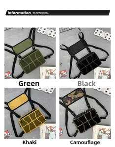 Sacs gilets tactiques de poitrine en vert armée, noir, kaki et motifs de camouflage jungle