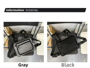 Sacs de poitrine en tissu Oxford gris et noir avec sangles réglables et poches zippées