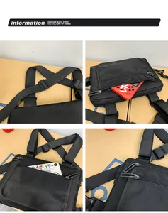 Détails de la sangle réglable et des multiples compartiments zippés du sac tactique