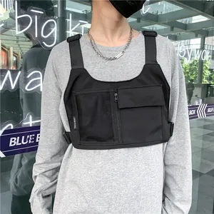 Borsello da Petto Tattico Streetwear Hip Hop Funzionale Nylon Tasche Multiple Regolabile Borsa Gilet Techwear Outdoor Unisex