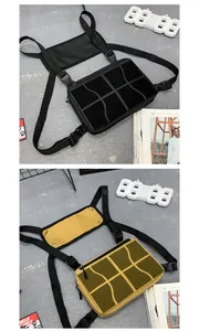 Vue détaillée du sac de poitrine tactique en nylon durable avec boucles réglables