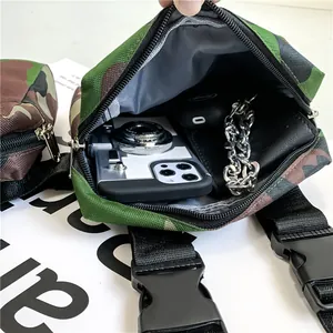 Tactical camouflage crossbody bag with large capacity storage and adjustable buckle strap