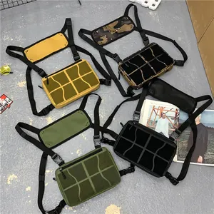 Sac de Poitrine Tactique Fonctionnel en Nylon Streetwear Tissu Oxford Réglable Gilet Hip Hop Pack de Poitrine Extérieur