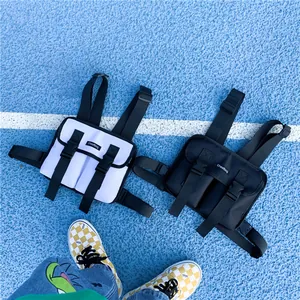Tactical chest rig bags in black and white styles for outdoor street fashion wear