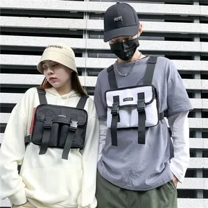 Tactical chest rig bags in black and white styles for street fashion and outdoor use