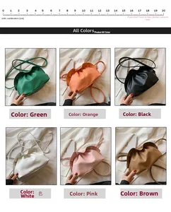Palette de couleurs des sacs nuages plissés en vert, orange, noir, blanc, rose et marron