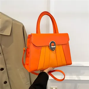 Damen Plissiert PU Leder Handtasche Farbblock Metallschnalle Umhängetasche Urban Minimalistisch Schultertasche Täglich Pendeln Handtasche Damen