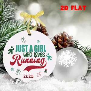 Adorno navideño 2025 de acrílico para amantes del running con decoración festiva