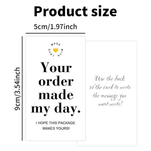 Minimalist white thank you card for gift packaging, size 5x9cm with order appreciation text
