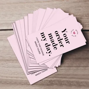 50-pack minimalist pink thank you cards for small business orders on wood background