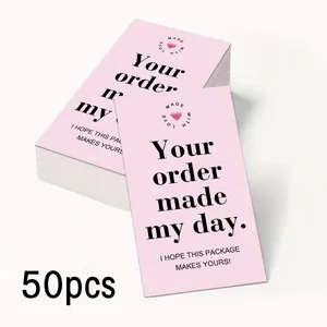 Set of 50 minimalist pink thank you cards for business packaging and gift decoration