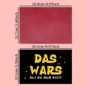 Dimensions détaillées de la carte de Noël amusante avec enveloppe en velours rouge