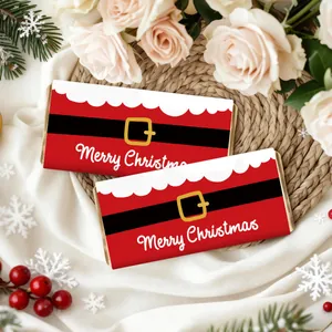 Christmas candy bar wrappers with Santa belt design and Merry Christmas festive greeting
