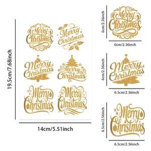 Pack de 24 pegatinas navideñas UV DTF para tazas de 16oz con diseños festivos dorados