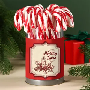 Weihnachts-Zuckerstangen-Geschenkbox mit rot-weiß gestreiften Süßigkeiten in Festverpackung