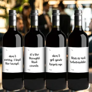 Lot de 6 étiquettes de vin de Noël humoristiques avec tags cadeaux pour fête festive