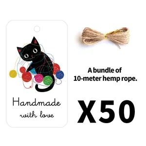 Ετικέτες Δώρου Γάτα Με Σπάγκο Γιούτας Handmade With Love Χάρτινες Ετικέτες Για Περιτύλιγμα Δώρων Διακόσμηση Πάρτι