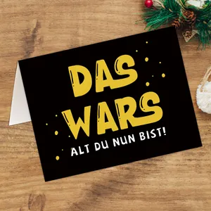 Carte d'anniversaire drôle style Star Wars avec texte allemand sur fond festif