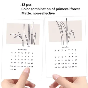 Close-up of minimalist October and November 2026 calendar cards with matte finish
