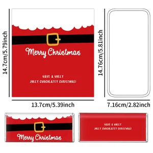 Christmas Santa Claus chocolate bar wrappers with belt design and Merry Christmas greeting