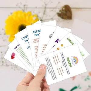 Set of 40 inspirational mindfulness cards with colorful mental health guidance prompts