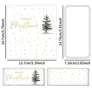 Christmas party chocolate wrappers with watercolor trees and gold snowflake stickers