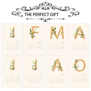 2026 Minimalist Alphabet Floral Paper Calendar Cards Aesthetic Ins Style Wall Decor Photo Props Art Postcards
