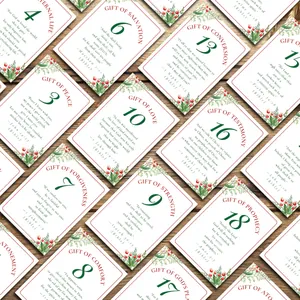 Lot de 25 cartes de l'Avent de Noël avec versets bibliques, feuilles vertes et baies