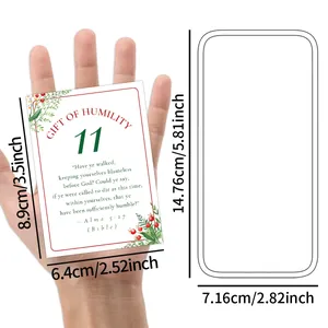 Set de 25 cartes de l'Avent de Noël avec versets inspirants et dimensions précises