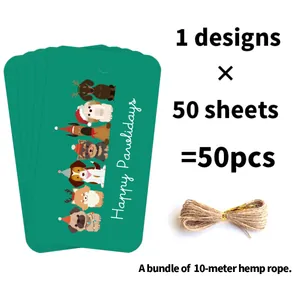 Detail of 50pcs dog birthday gift tags with 10m jute twine for holiday party packaging