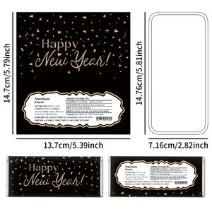 Nieuwjaarsfeest chocoladerepen wikkels met feestelijke gouden Happy New Year etiketten