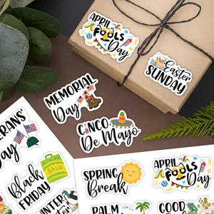 Colorful holiday planner stickers featuring hand-lettered text for journals and planners