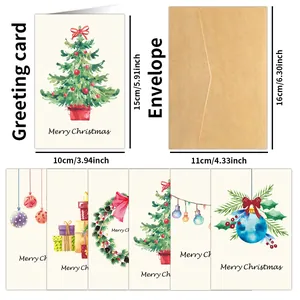 Set of 12 Christmas cards with envelopes featuring hand-drawn holiday patterns and sizes