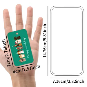 Green Happy Pawlidays dog gift tags with hemp rope 7x4cm size guide for Christmas