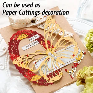 Vintage χαρτί scrapbooking με χρυσή πεταλούδα κομμένη με λέιζερ και καρδιά πλαίσιο
