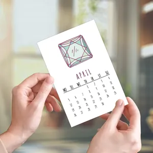 Minimalist 2026 calendar card with gemstone illustration for wall decor and bedroom aesthetics