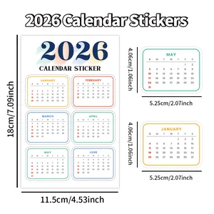 2026 Calendar stickers for planners with Jan to June monthly layouts and size labels