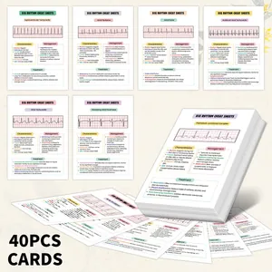 Set di 40 flashcard dettagliate sui ritmi ECG per studenti di medicina e riferimenti clinici