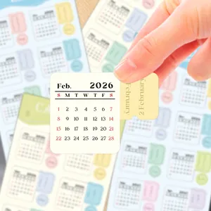 Close-up of a 2026 February calendar sticker for planners with index tab detail
