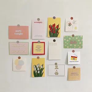 Ins Korean Style Tulip Flower Fruit English Geometric Color Block Decorative Card Set For Dormitory Wall Decor Photo Props Art Paper Postcards