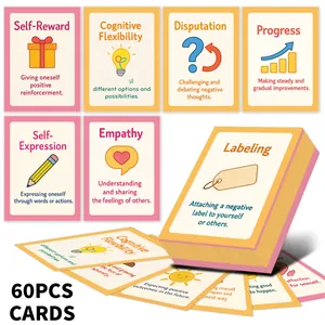 Set of 60 DBT educational flashcards for cognitive behavioral therapy and social learning